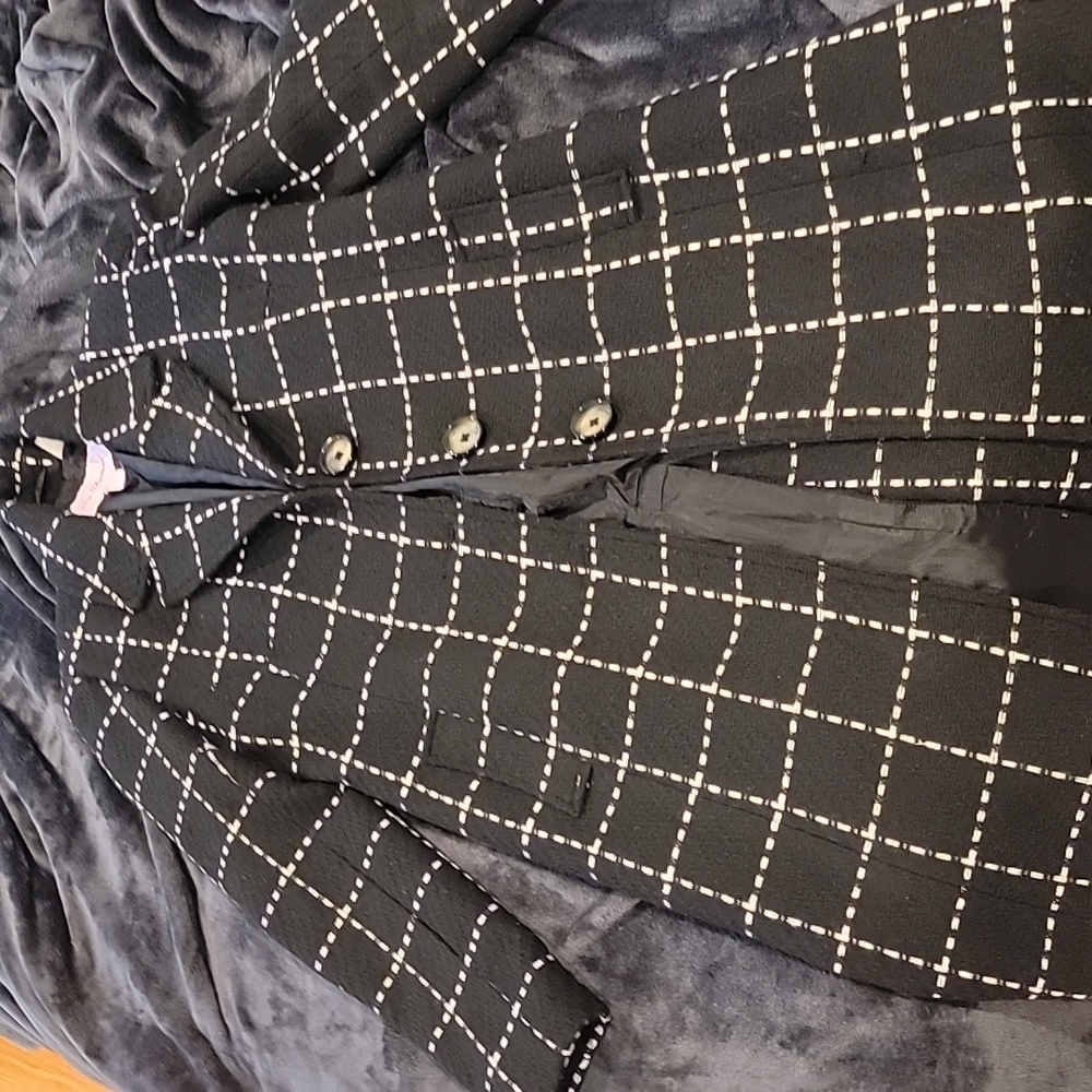 Ben Sherman Black and White Checkered Coat